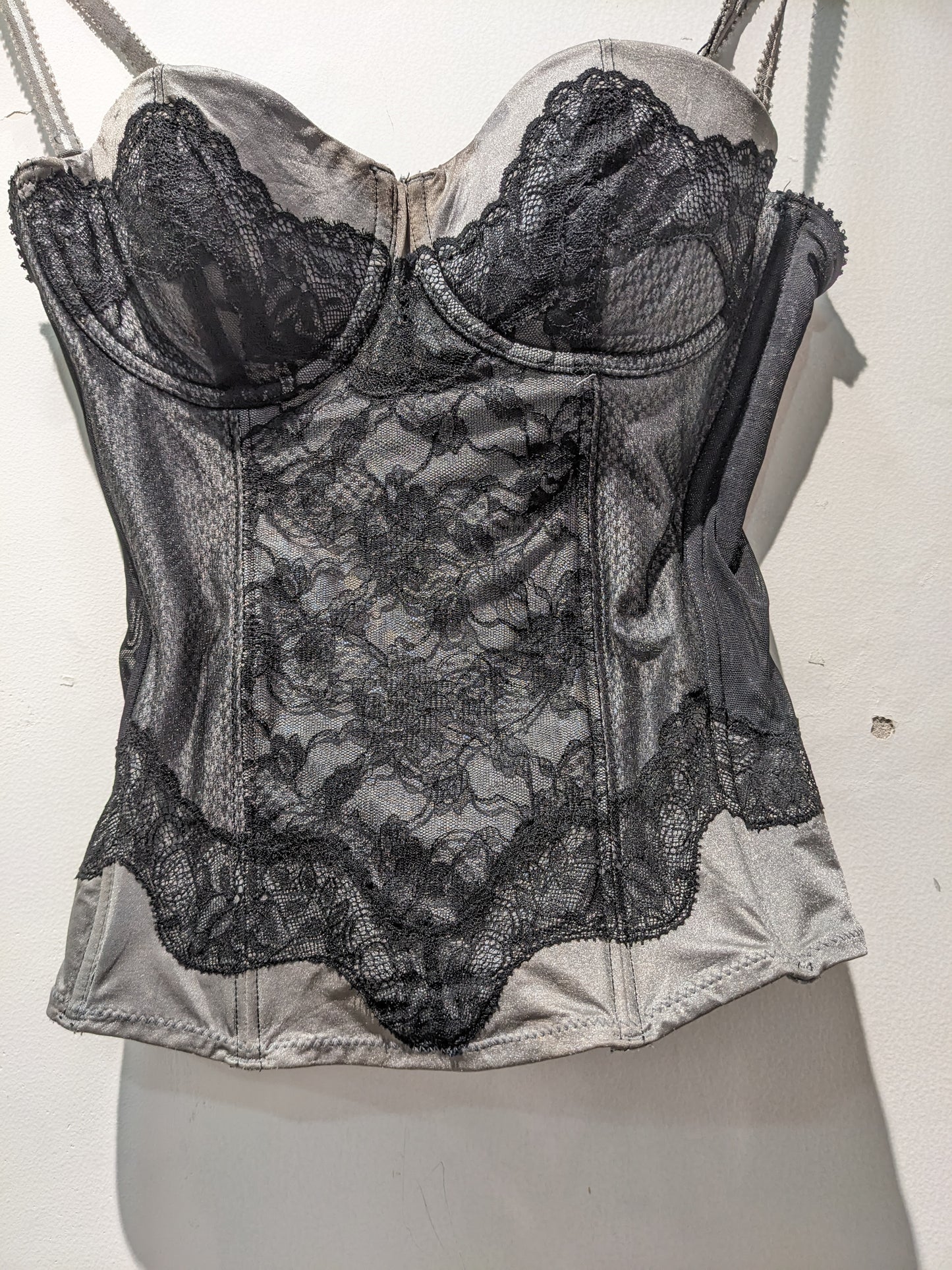 Grey Corset With Black Lacy details