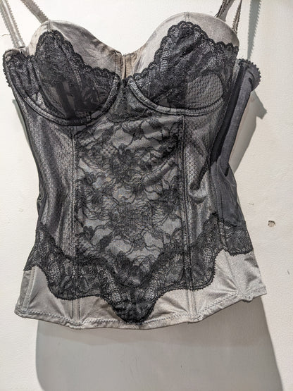 Grey Corset With Black Lacy details