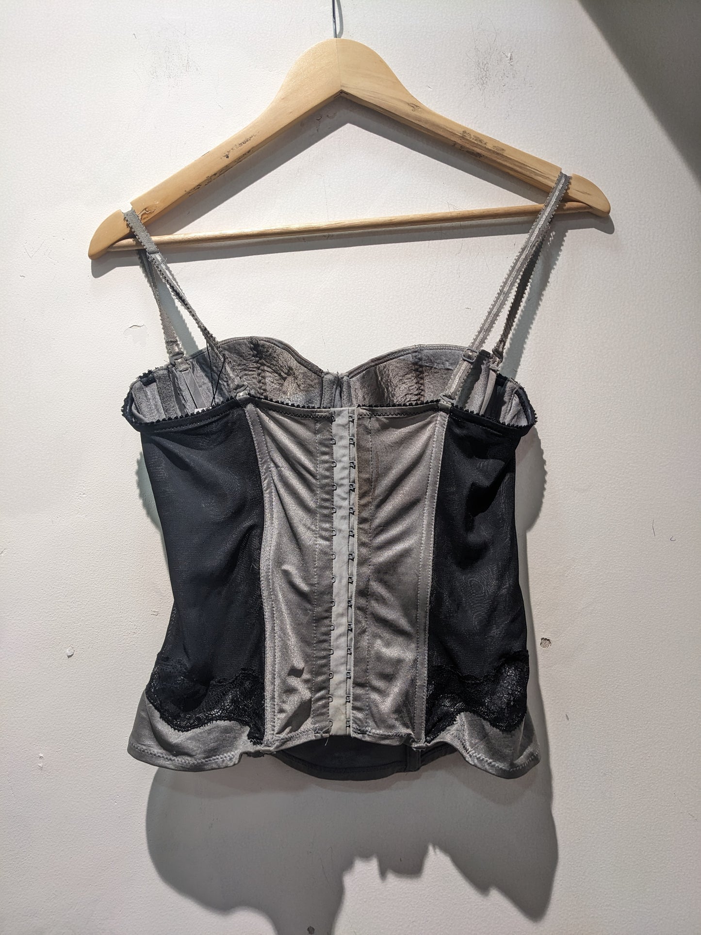 Grey Corset With Black Lacy details