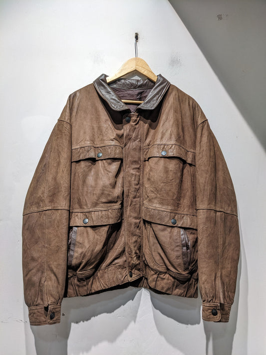 Araujo Brown Oversized Leather Jacket