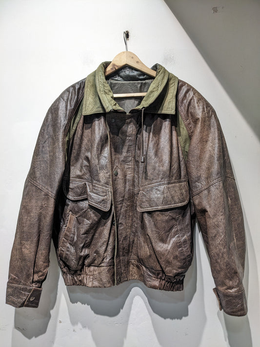 Military leather jacket