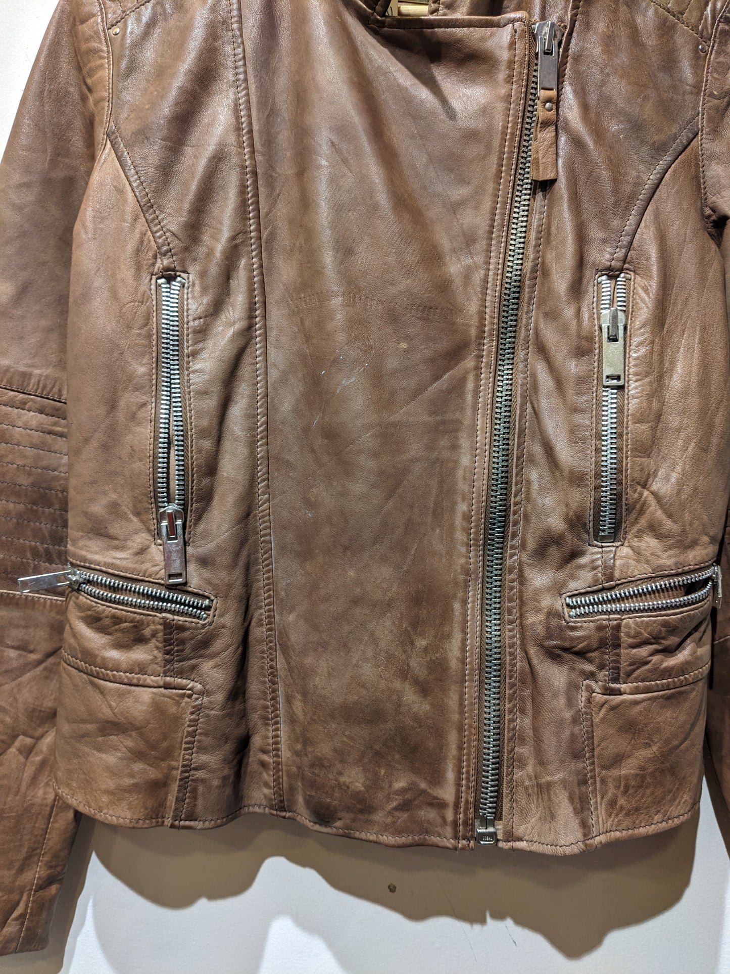 MNG Brown Leather Jacket