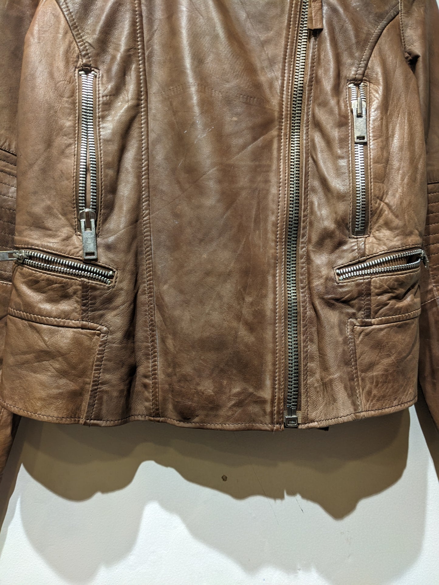 MNG Brown Leather Jacket