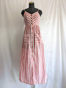 Shein Button Up Pocket Front Striped Cami Dress