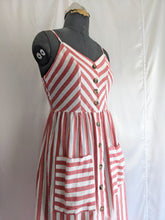 Load image into Gallery viewer, Shein Button Up Pocket Front Striped Cami Dress
