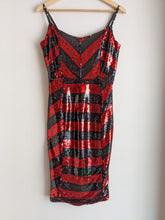 Load image into Gallery viewer, Shein Red &amp; Black Sequin Dress
