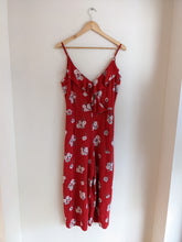 Load image into Gallery viewer, H&amp;M Divided Red Floral Print Jumpsuit
