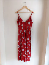 Load image into Gallery viewer, H&amp;M Divided Red Floral Print Jumpsuit
