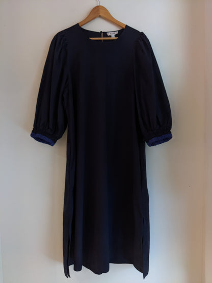 COS Navy Blue Dress with Puff Sleeves