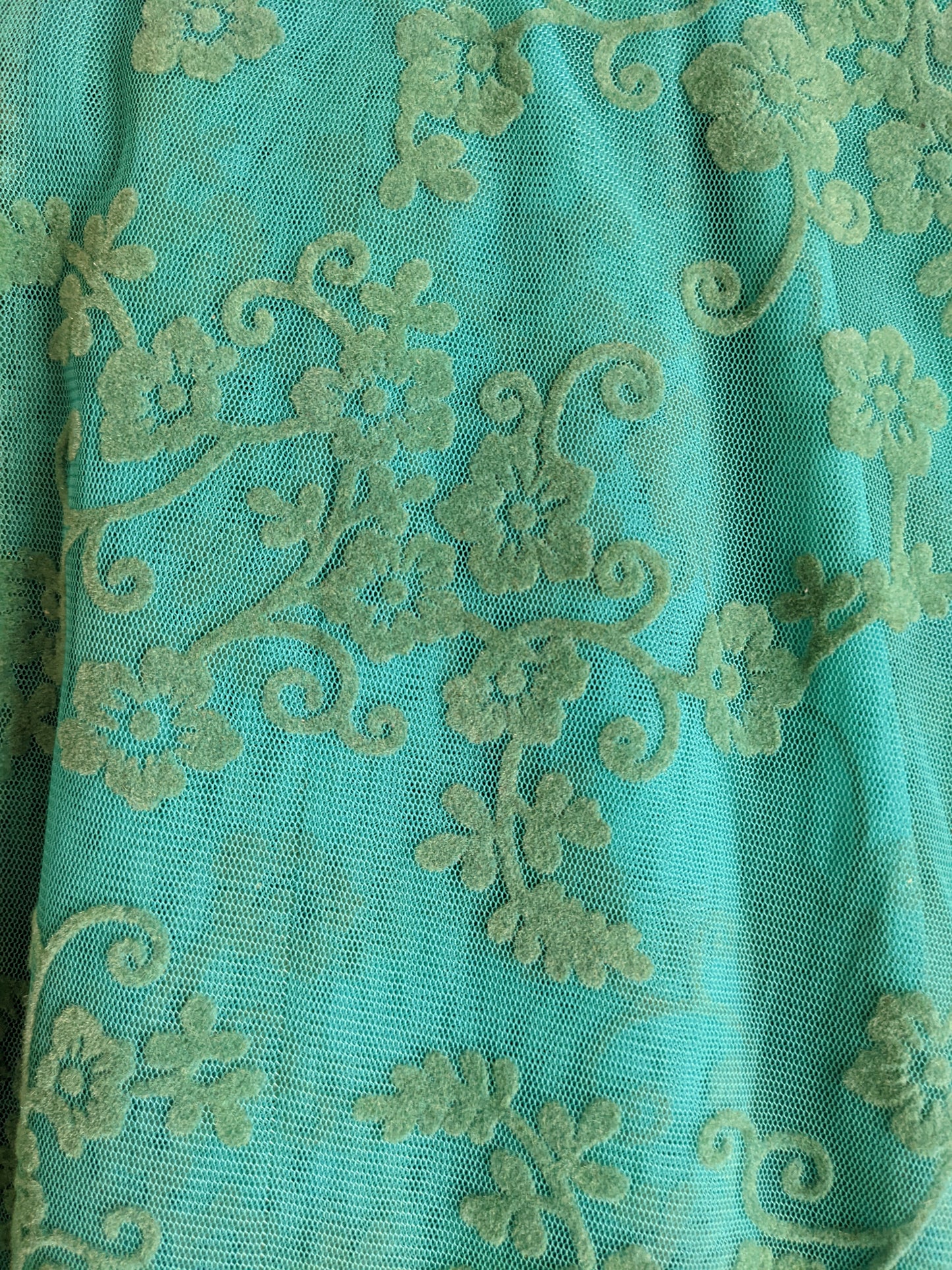 Teal Net Saree with Gold Embroidery ( GREEN)