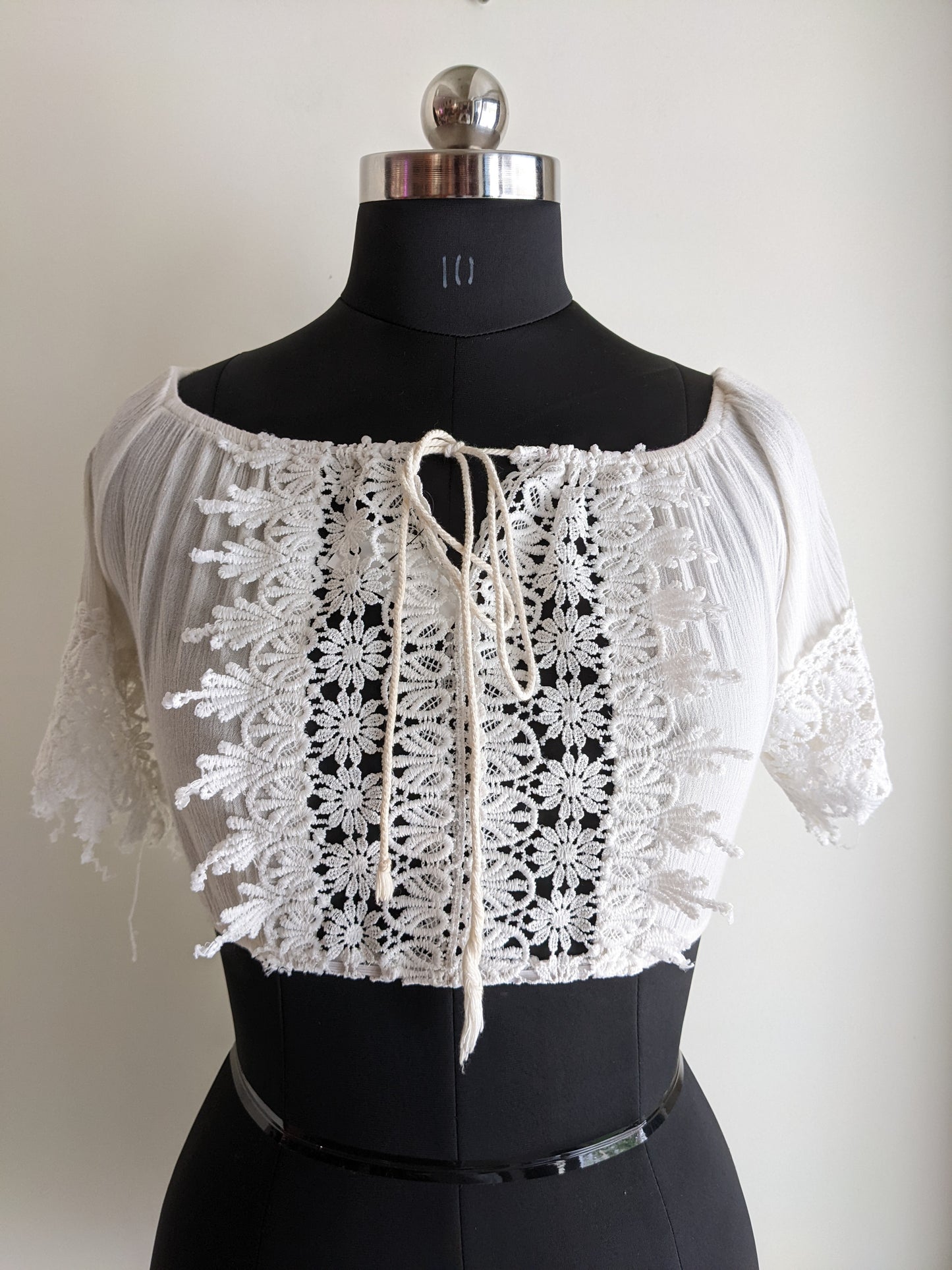 White Crop top with lace