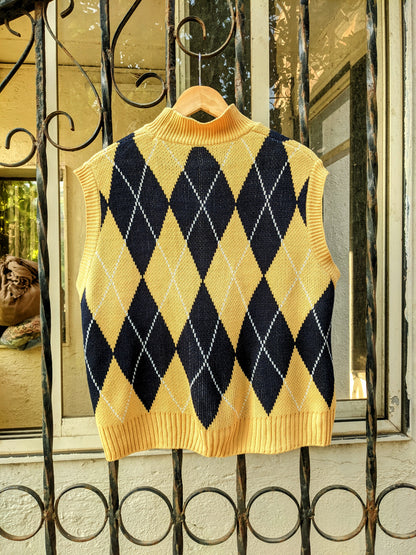 Argyle Pattern Yellow Sweater Vest