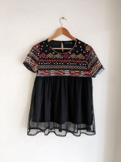 Zara Black Embroidered Top