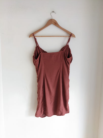 Asos Ruched Rust Brown Short Dress