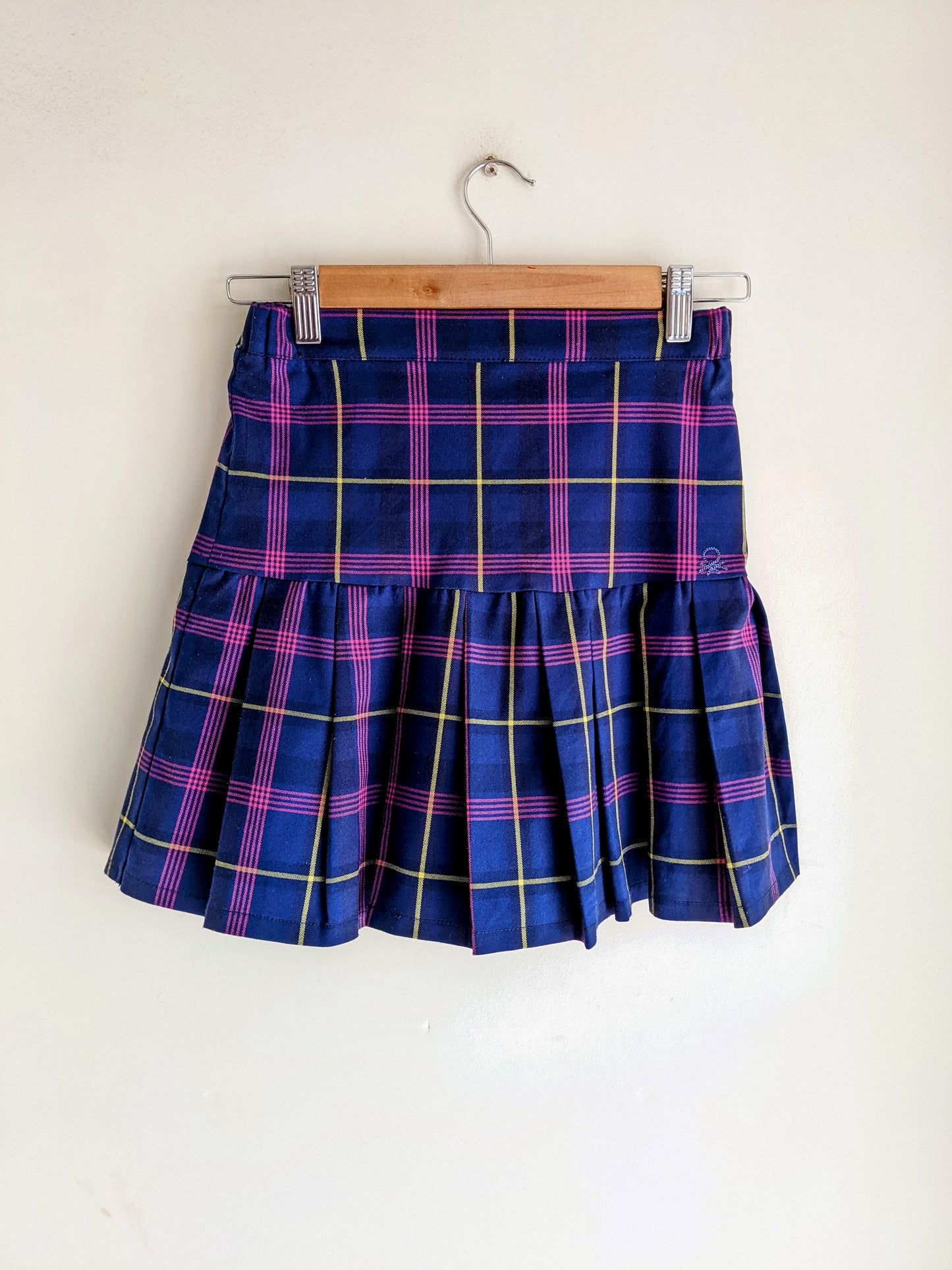 Stile Benetton Blue & Pink Checked Skirt