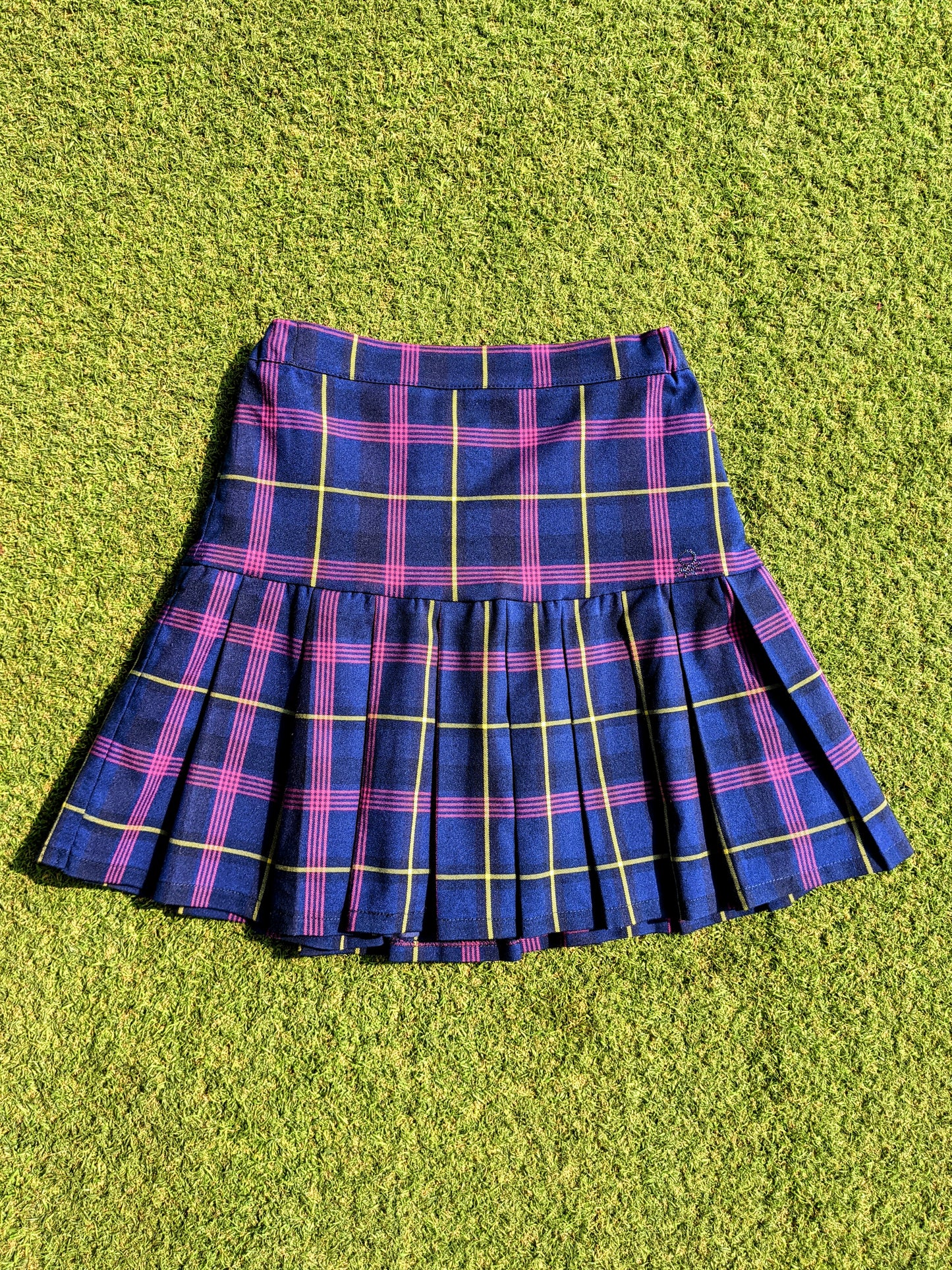Stile Benetton Blue & Pink Checked Skirt