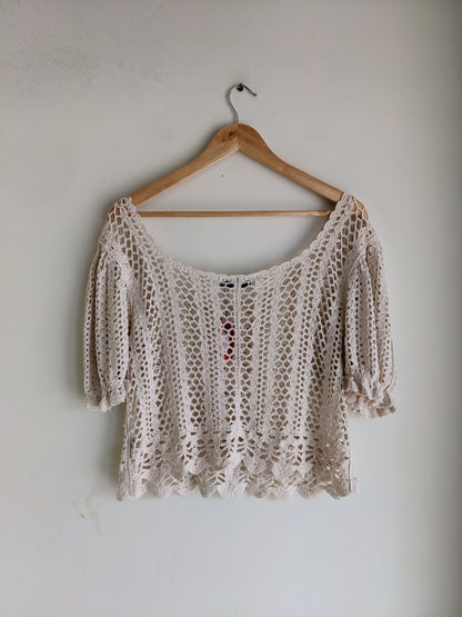 Shein Cream Crochet Top