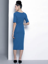 Load image into Gallery viewer, Sassafras Blue Front Button Bodycon Dress
