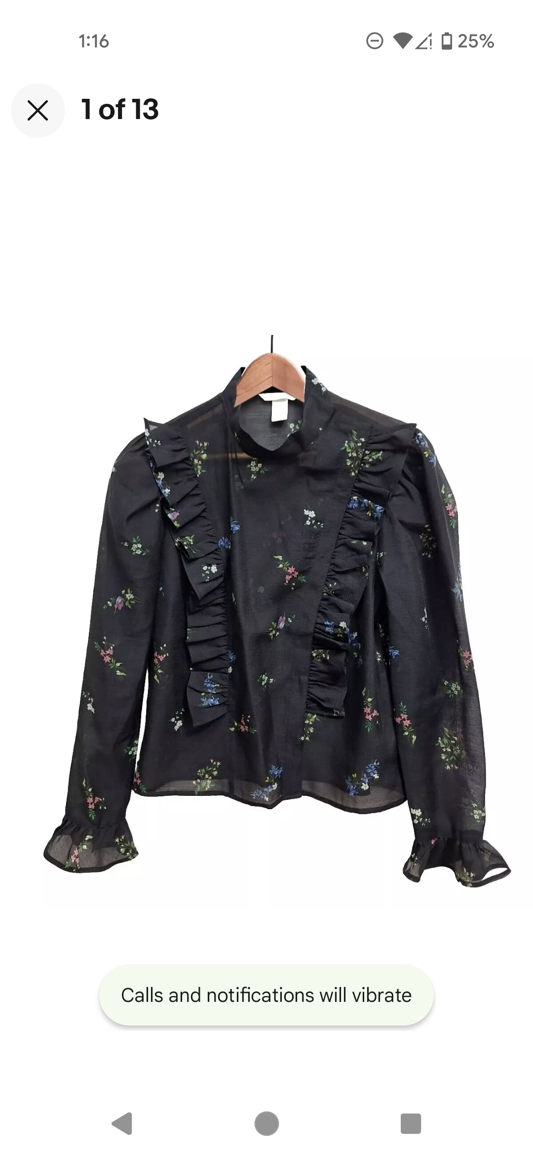 H&M Shimmer Black Floral Blouse