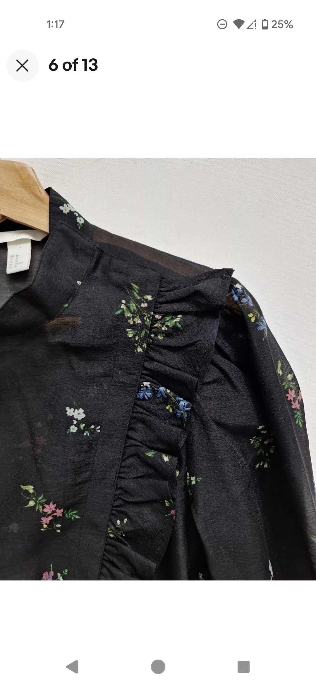 H&M Shimmer Black Floral Blouse