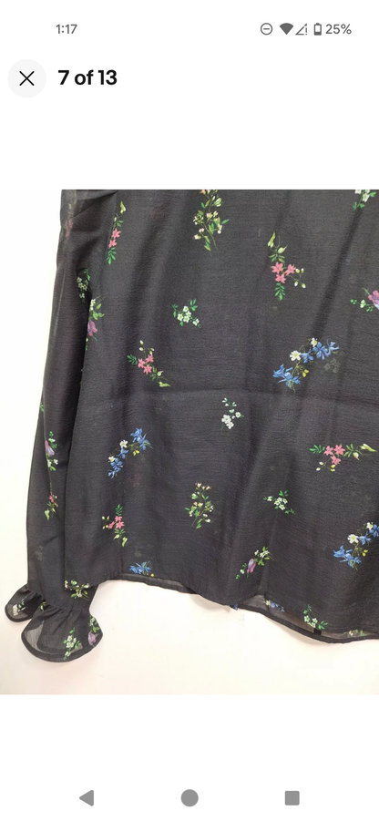 H&M Shimmer Black Floral Blouse