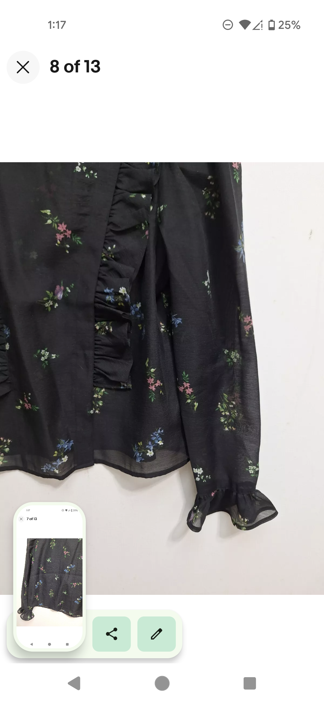 H&M Shimmer Black Floral Blouse