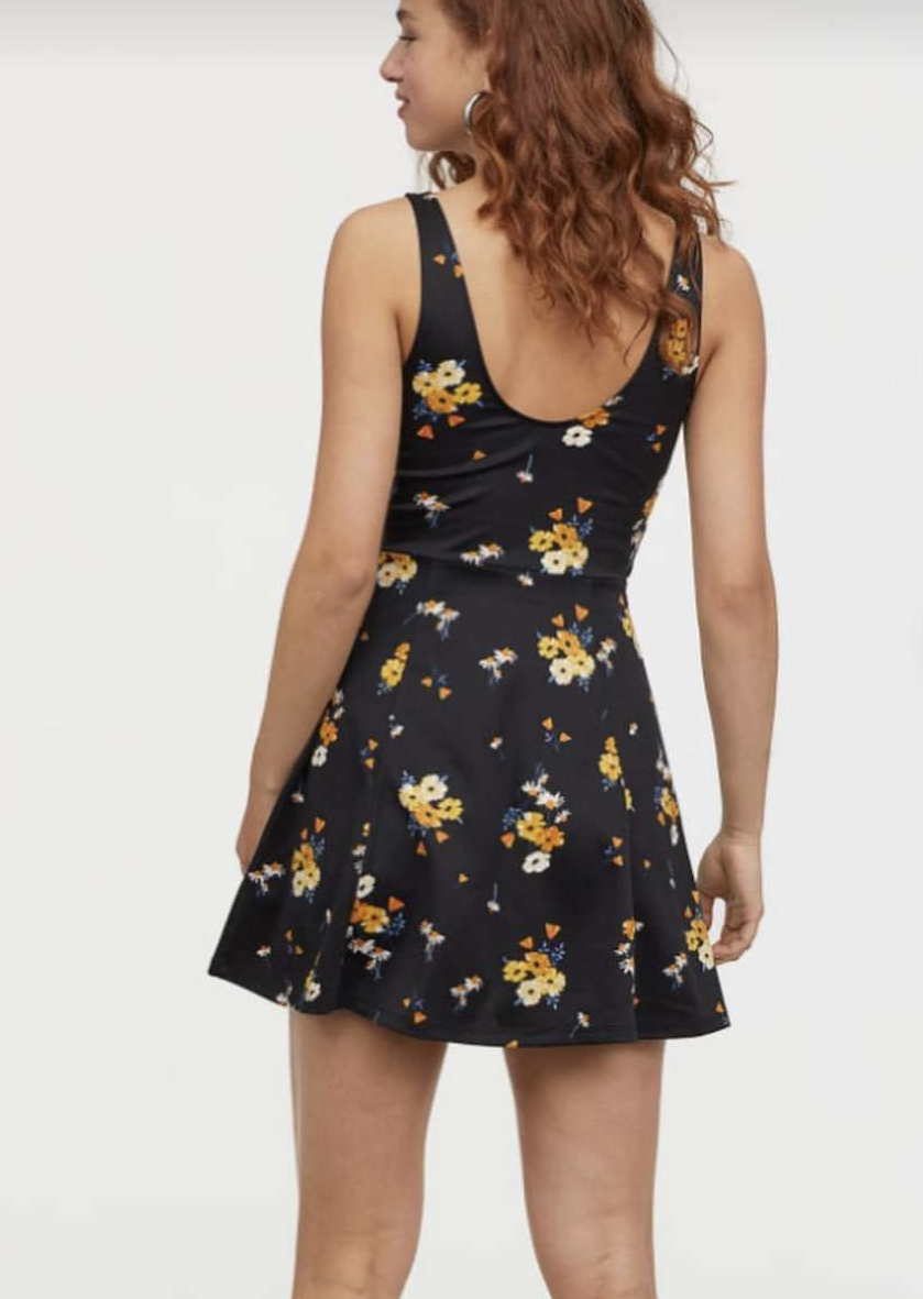 H&M Divided Black Floral Dress