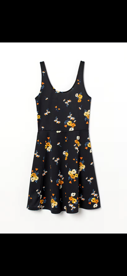 H&M Divided Black Floral Dress