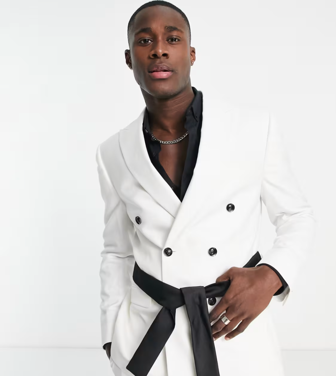 TopMan Skinny White Blazer With Black Belt