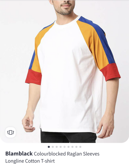 Blamblack Colourblocked Raglan Sleeves Longline Tee