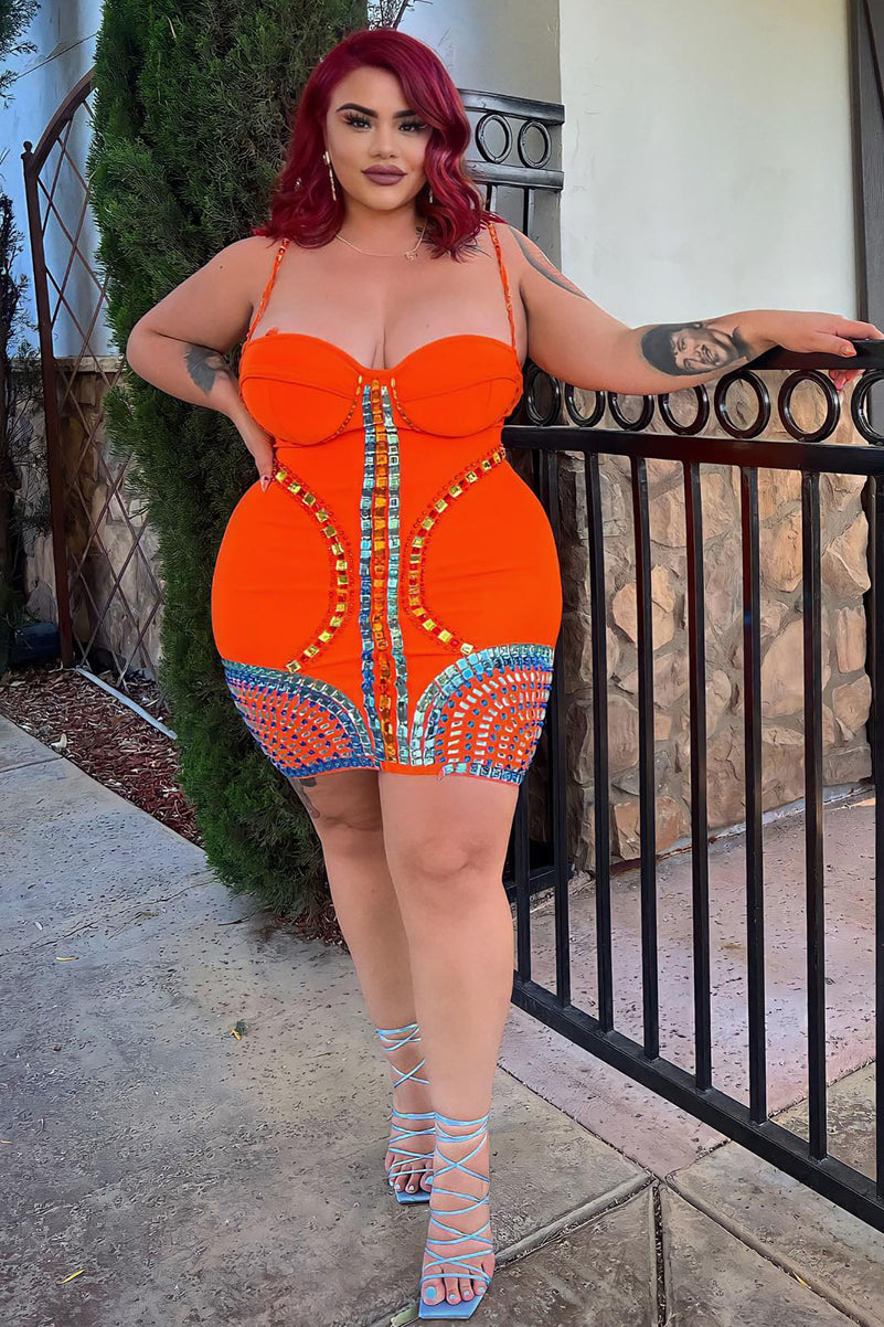 Fashion Nova Taylah Bandage Orange Mini Dress