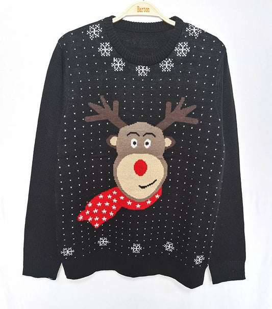 Rudolf the Reindeer Black Christmas Sweater
