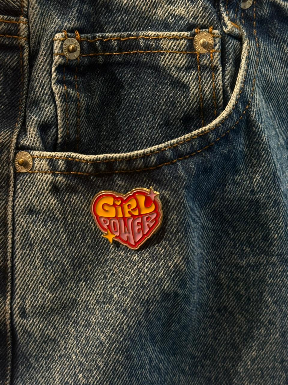 Girl Power Heart Shape Pin