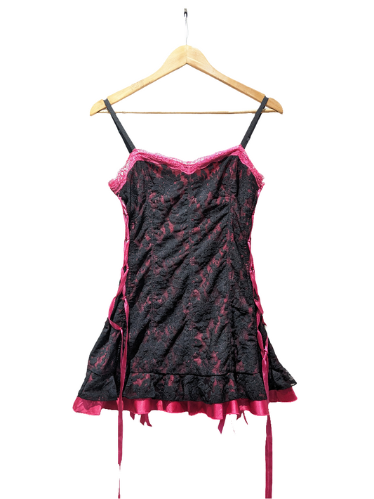 La Senza Hot Pink Black Lacy Mini Dress