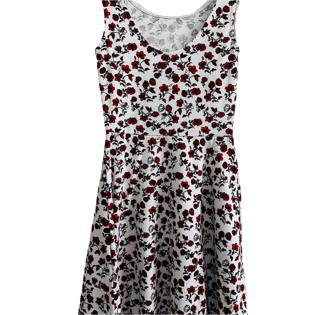 H&M Divided Red & White Floral Print Sleeveless Dress