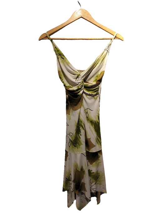 Y2K Floral White & Green Dress