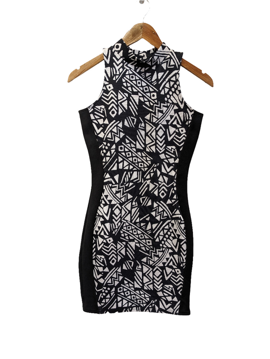 River Island Aztek Design Black And White Bodycon Dress