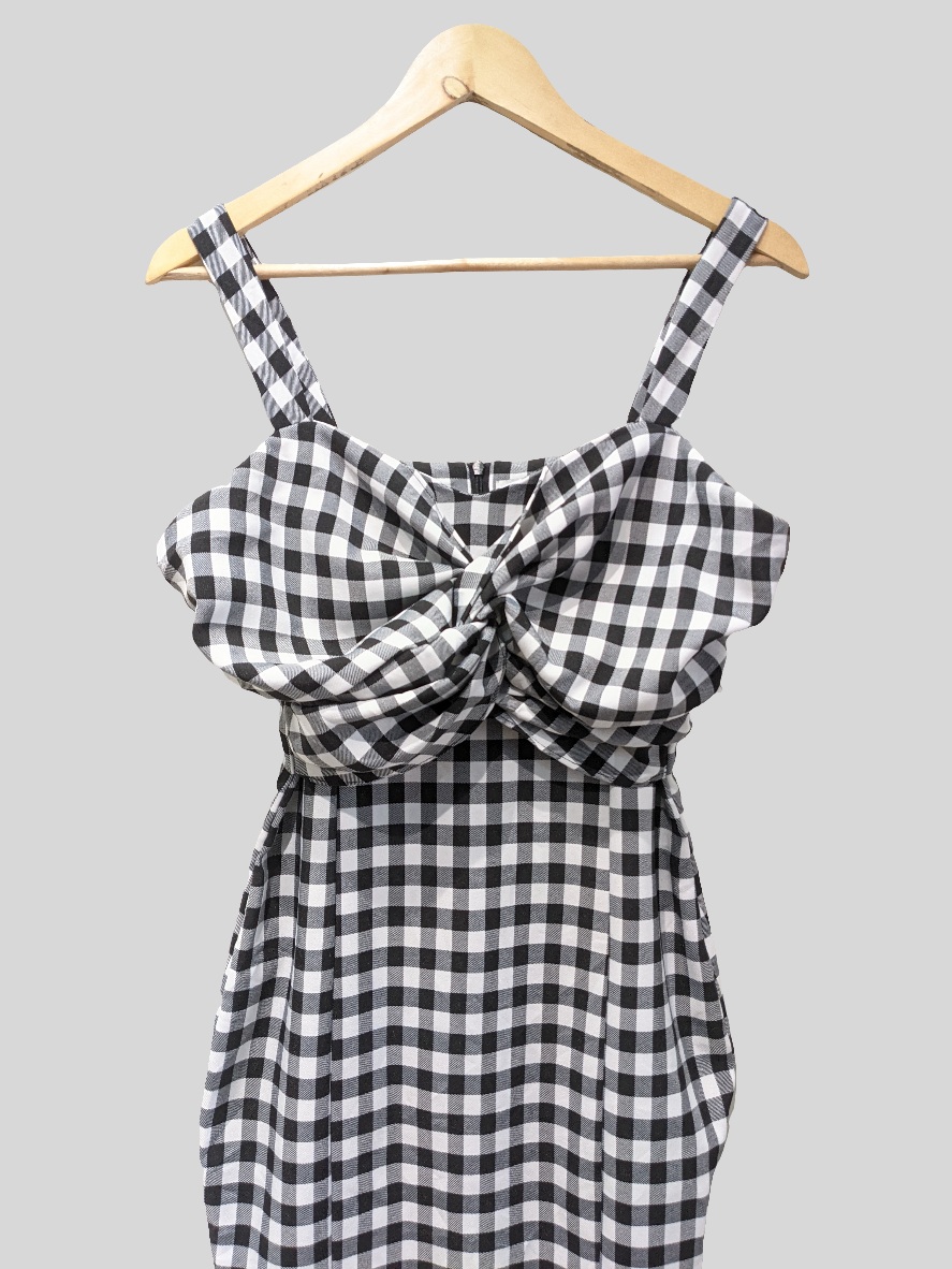 May Dorothy Black & White Checked Dress