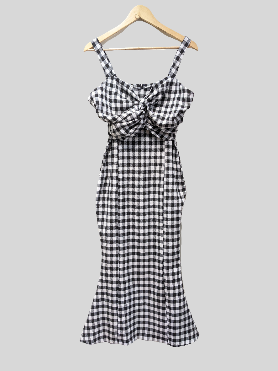 May Dorothy Black & White Checked Dress