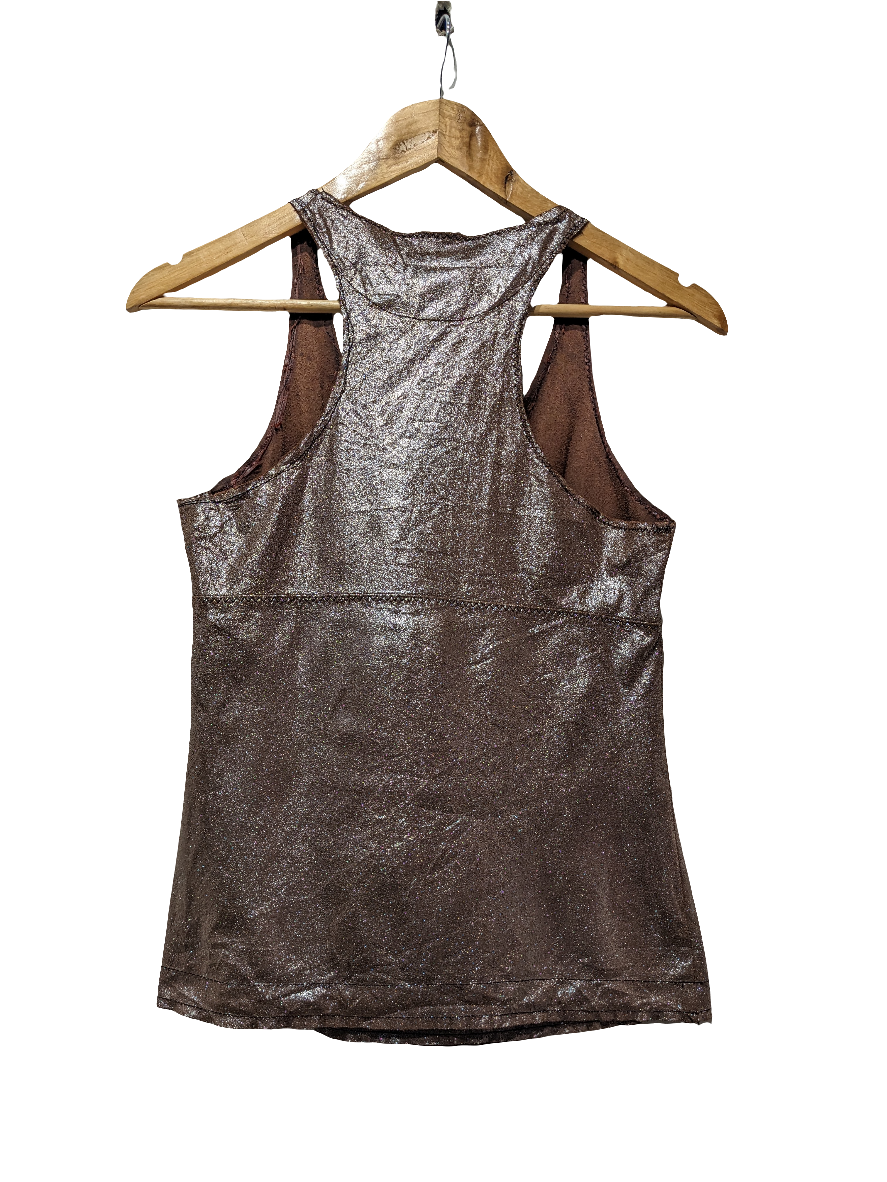 Brown Metallic Shimmer Y2K Top