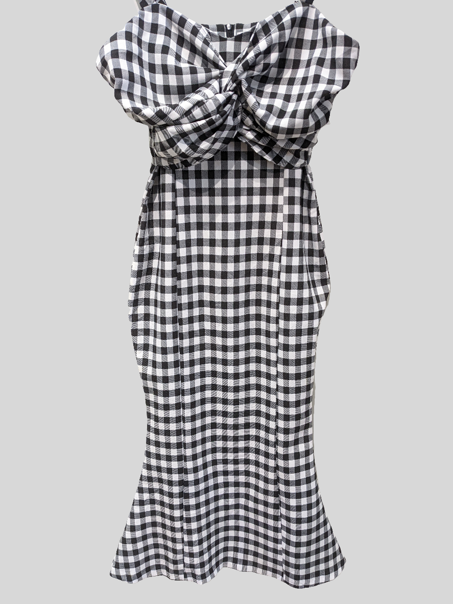 May Dorothy Black & White Checked Dress