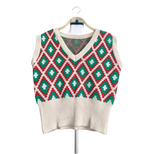 Sleeveless V- Neck Vest Sweater