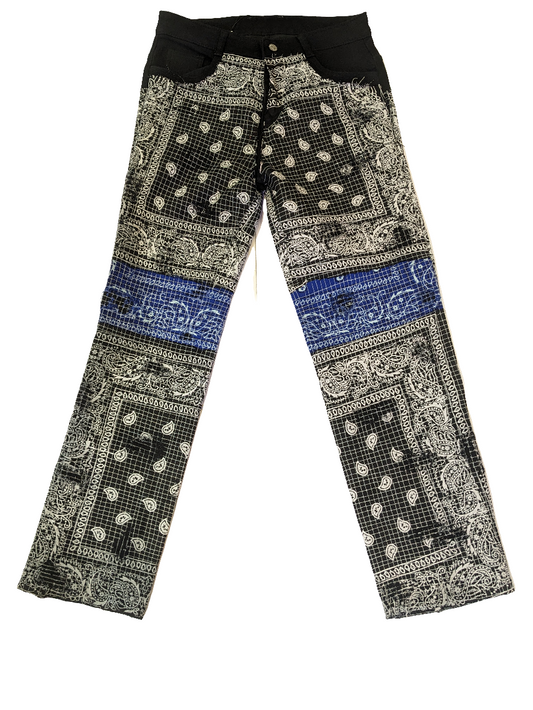 Valkyrie Black Paisley Patch Upcycled Pants