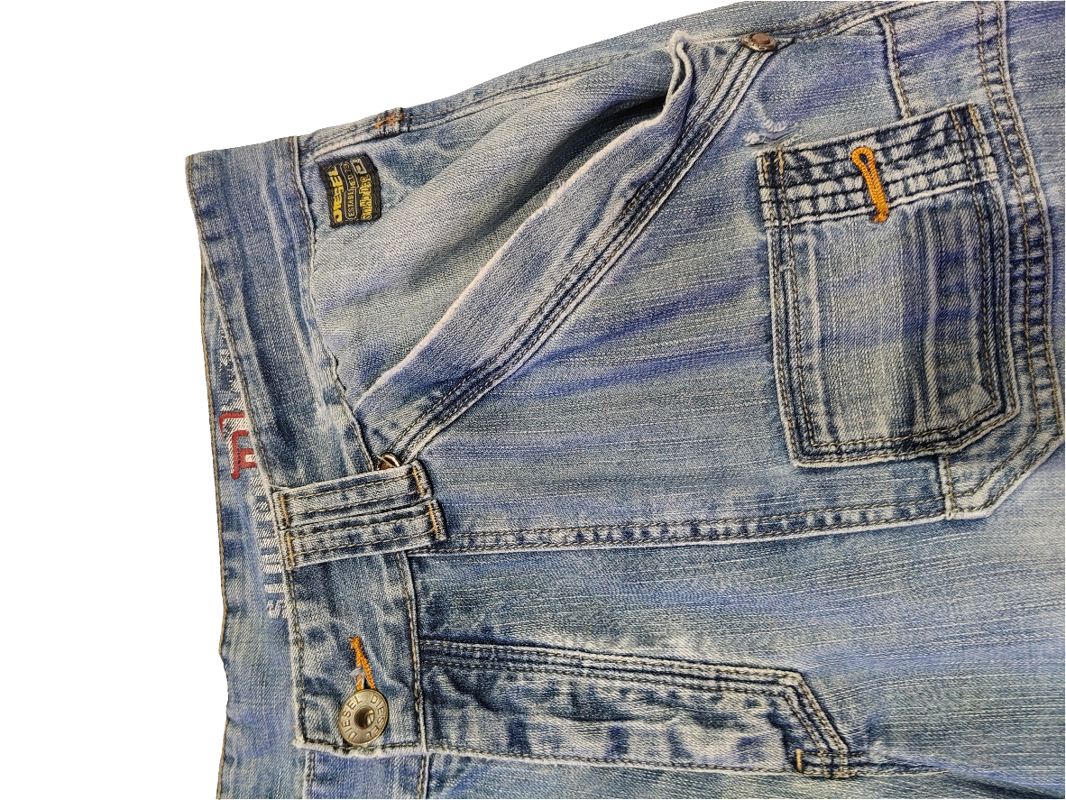 Diesel Blue Engineered Denim Jeans