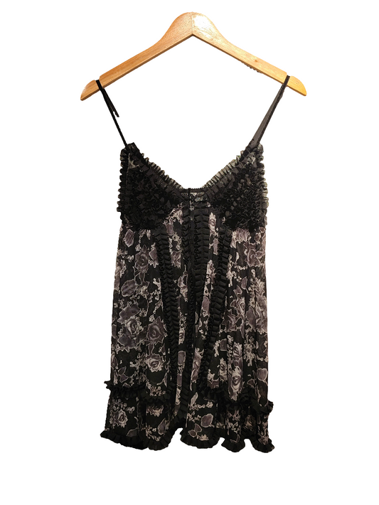 Y2K Black Floral Top