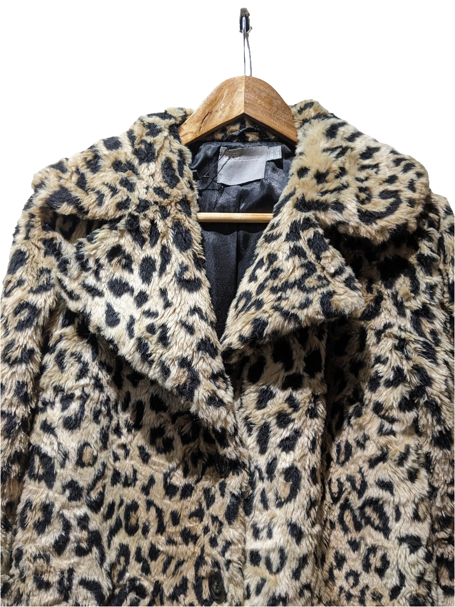 Asos Faux Fur Coat In Leopard Print