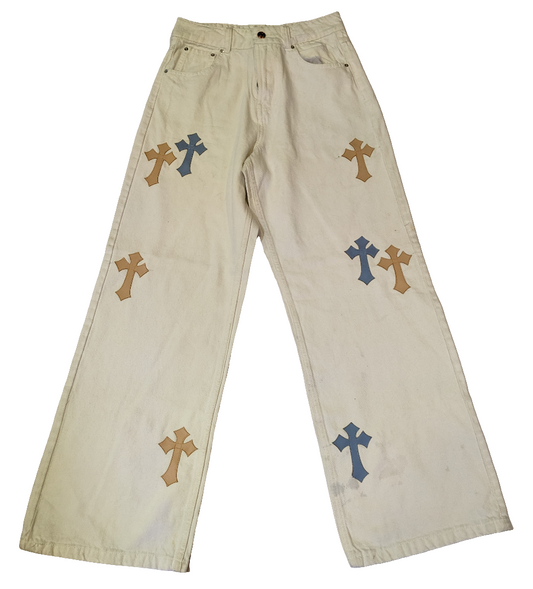 Valkyre White Cross Upcycled Pant