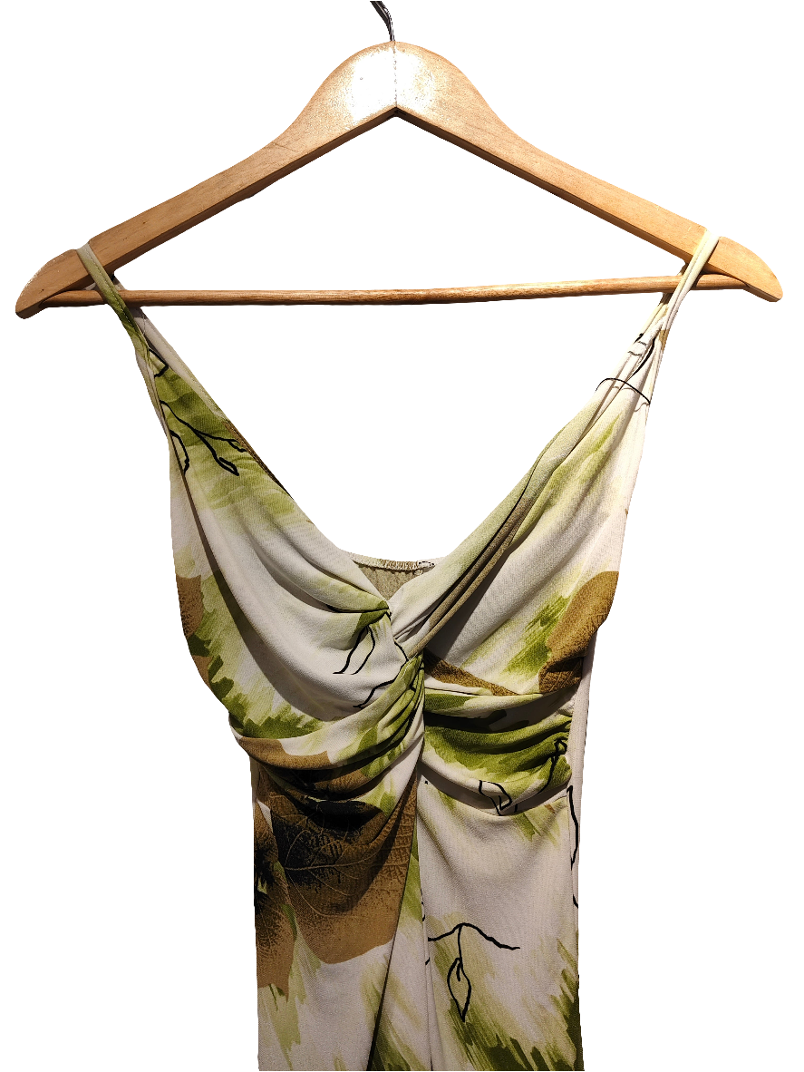 Y2K Floral White & Green Dress