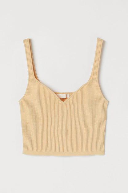 H&M Beige Rib_Knit Top