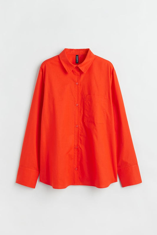H&M Orange Oversized Poplin Shirt